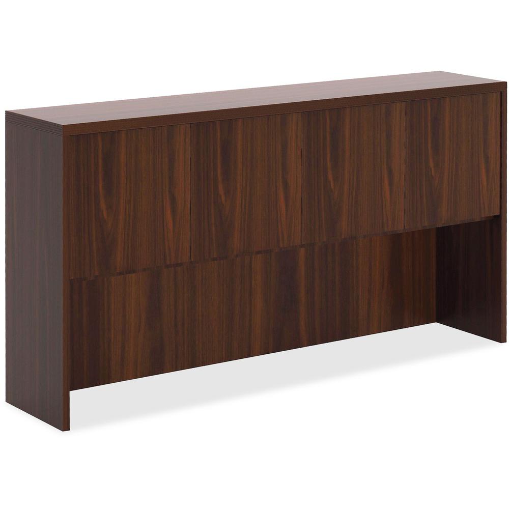 Lorell Chateau Series Mahogany Laminate Desking - 66.1" x 14.8" x 36.5"Hutch, 1.5" Top - Drawer(s)4 Door(s) - Reeded Edge - Material: P2 Particleboard - Finish: Mahogany, Laminate. Picture 1