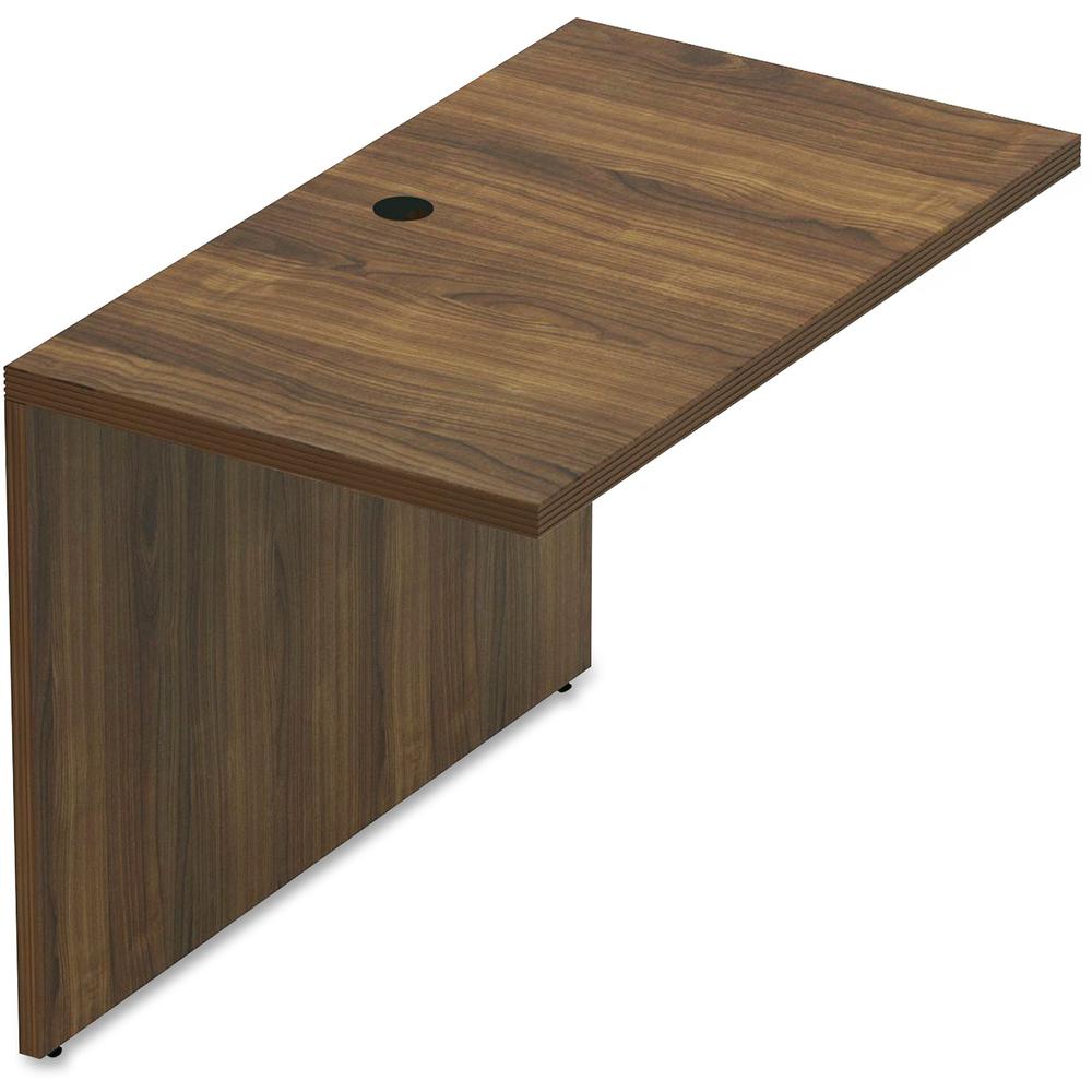 Lorell Chateau Series Walnut Laminate Desking - 41.4" x 23.6" x 30"Bridge, 1.5" Top - Reeded Edge - Material: P2 Particleboard - Finish: Walnut, Laminate. The main picture.