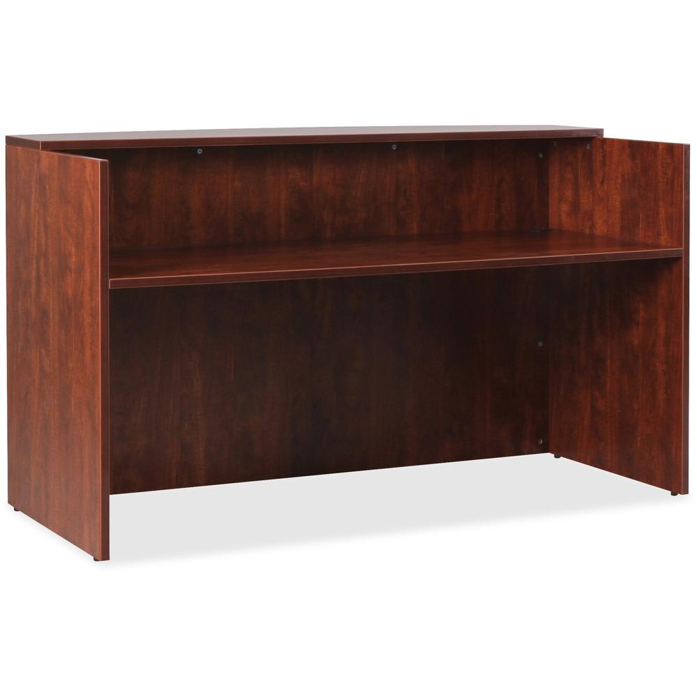 Lorell Essentials Series Front Reception Desk - 1" Top, 35.4" x 70.9"42.5" Desk - Finish: Cherry Laminate - Durable - For Office. Picture 1