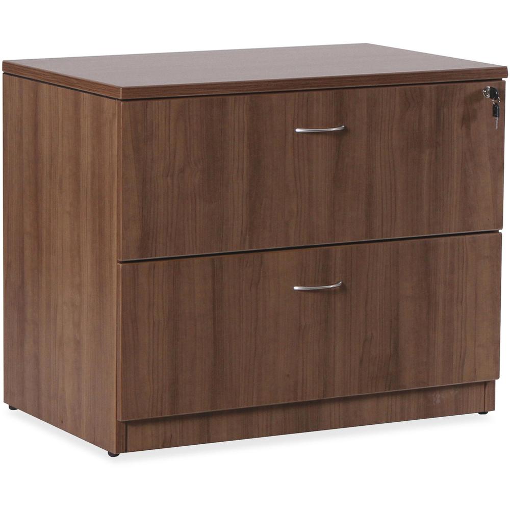 Lorell Essentials Series Lateral File - 1" Top, 0.1" Edge, 35.5" x 22"29.5" Lateral File - 2 x File Drawer(s) - Walnut, Laminate Table Top - Durable, Built-in Hangrail, Ball Bearing Slide, Drawer Exte. Picture 1