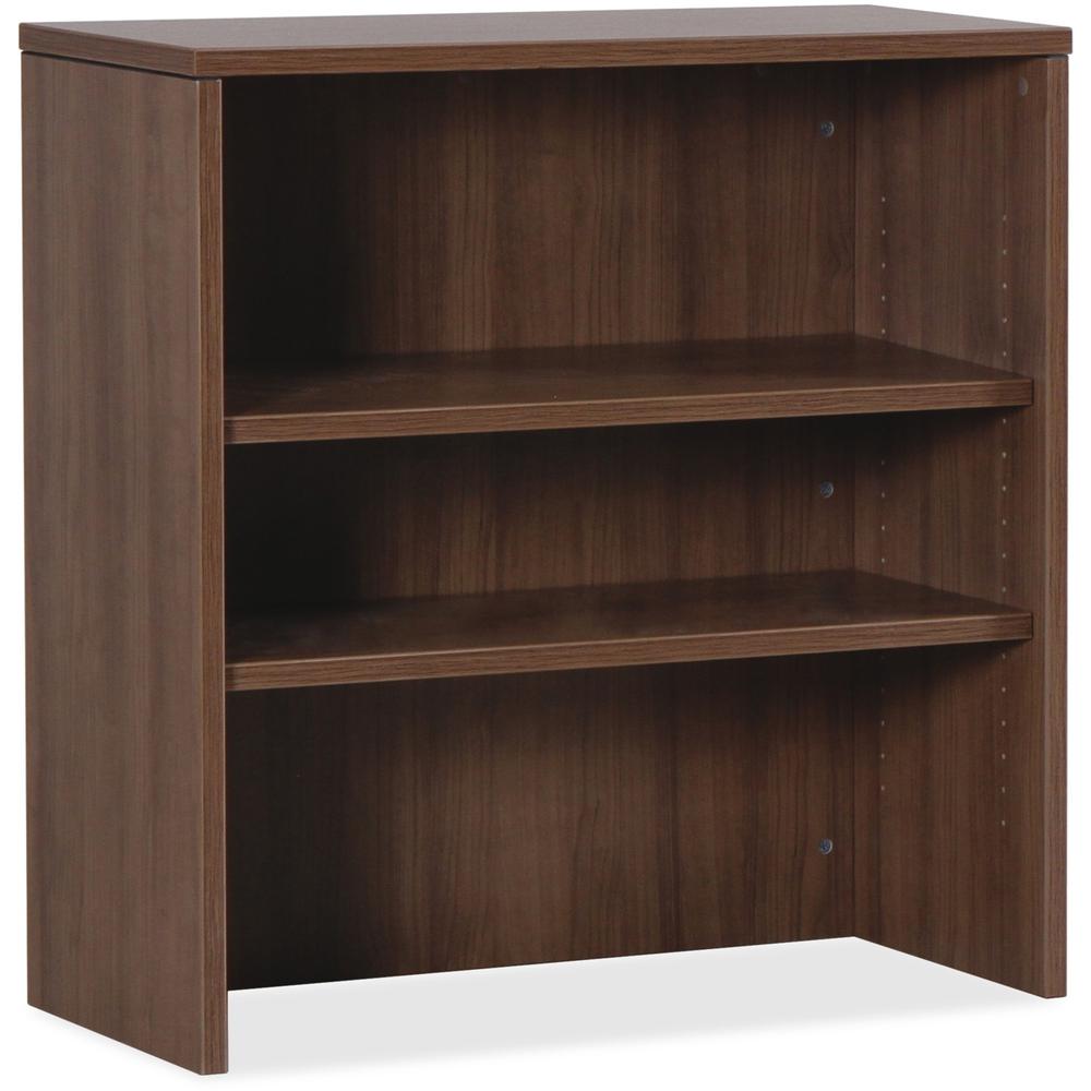 Lorell Essentials Series Stack-on Bookshelf - 36" x 15"36" - 2 Shelve(s) - Material: MFC, Polyvinyl Chloride (PVC) - Finish: Walnut, Laminate - Stackable - For Office, Book, Binder, Display Screen. Picture 1