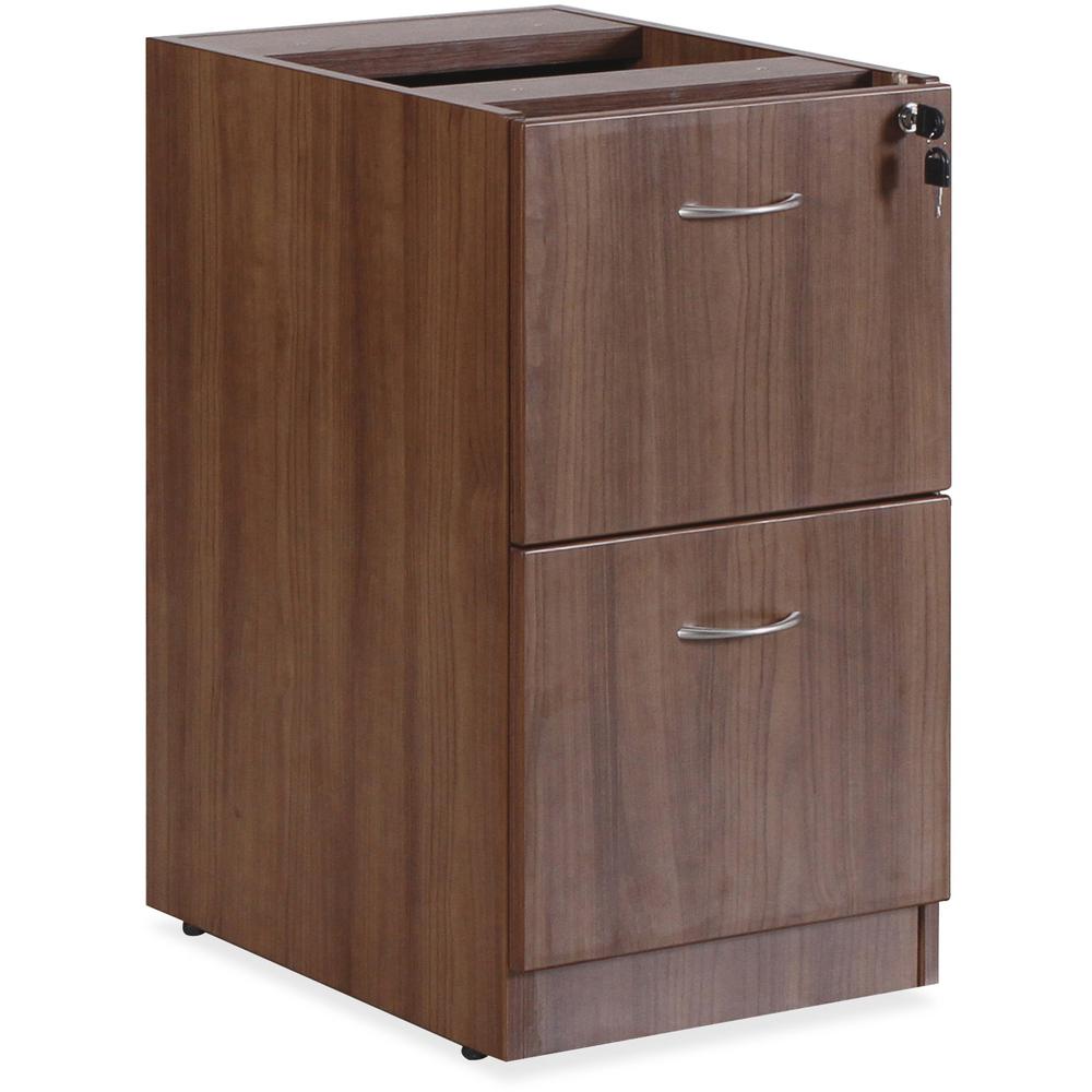 Lorell Essentials Series File/File Fixed File Cabinet - 15.5" x 21.9"28.5" Pedestal, 3.8" - 2 x File Drawer(s) - Finish: Laminate, Walnut - Built-in Hangrail, Ball-bearing Suspension, Mobility - For F. Picture 1