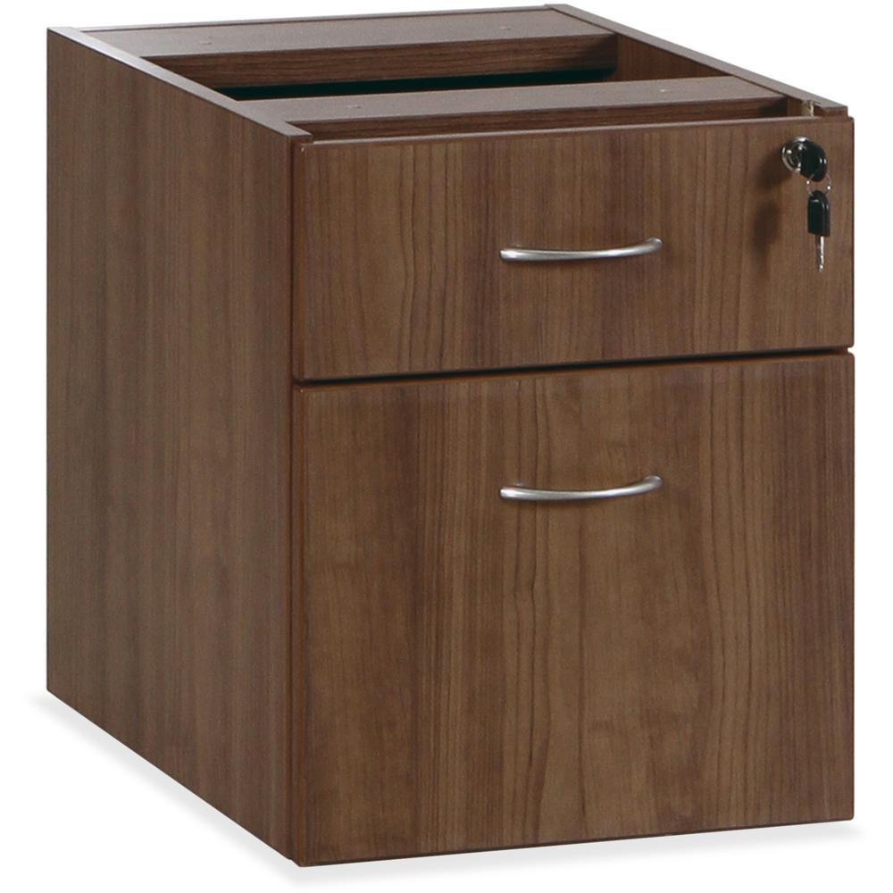 Lorell Essentials Series Box/File Hanging File Cabinet - 15.5" x 21.9"18.9" - 2 x Box, File Drawer(s) - Finish: Walnut Laminate - Built-in Hangrail, Ball Bearing Slides, Lockable, Durable, Adjustable . Picture 1