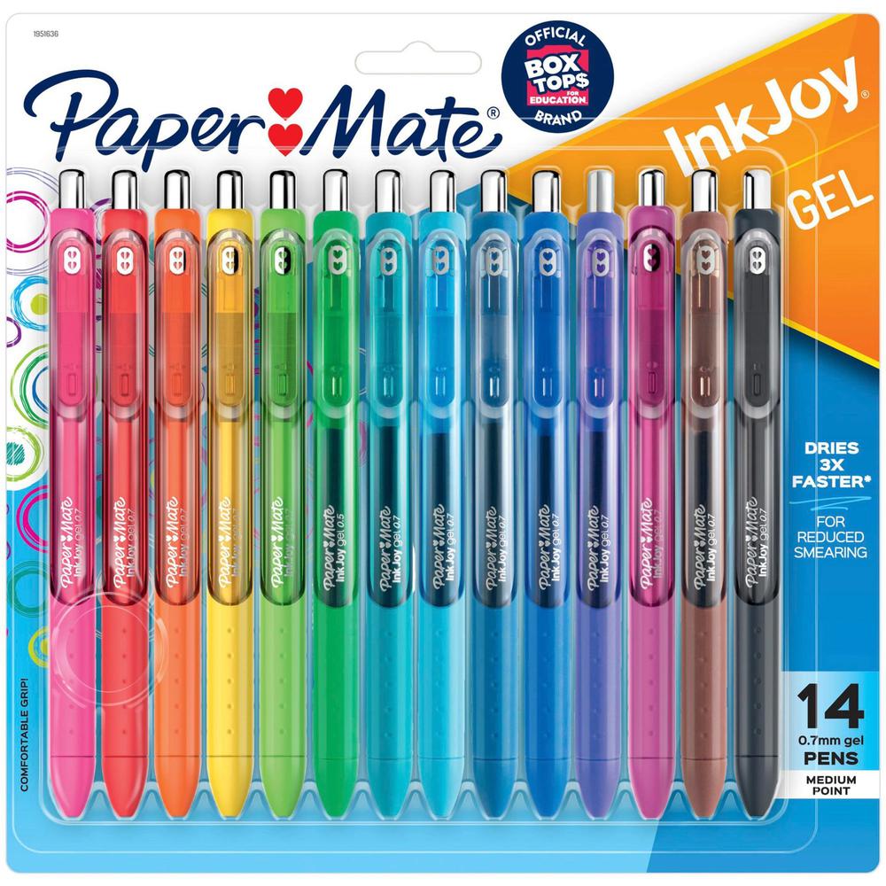 Paper Mate InkJoy Gel Pen - 0.7 mm Pen Point Size - Retractable - Assorted Gel-based Ink - Assorted Barrel - 14 / Pack. Picture 1