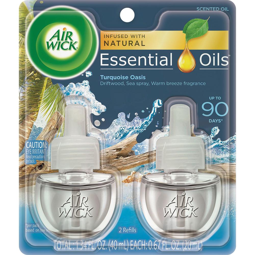Air Wick Scented Oil Warmer Refill - Oil - 0.7 fl oz (0 quart) - Turquoise Oasis - 60 Day - 2 / Pack - Wall Mountable, Long Lasting. Picture 1
