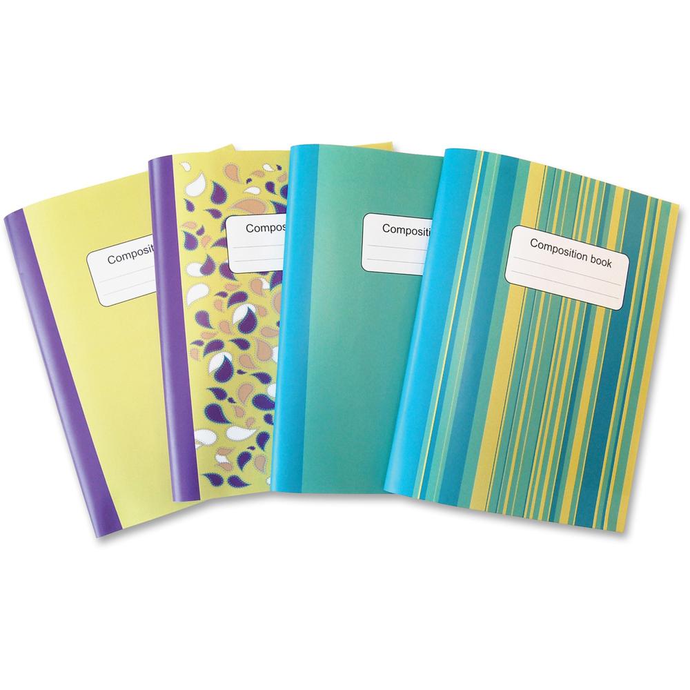 Sparco Composition Books - 80 Sheets - College Ruled - 10" x 7.5" - Multi-colored Cover - Sturdy Cover, Durable - 4 / Pack. Picture 1