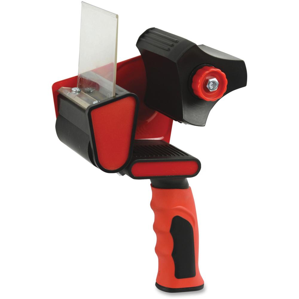 Sparco Handheld Tape Dispenser - 3" Core - Refillable - Ergonomic Design, Adjustable Tension Mechanism, Durable - Red, Black - 1 Each. Picture 1