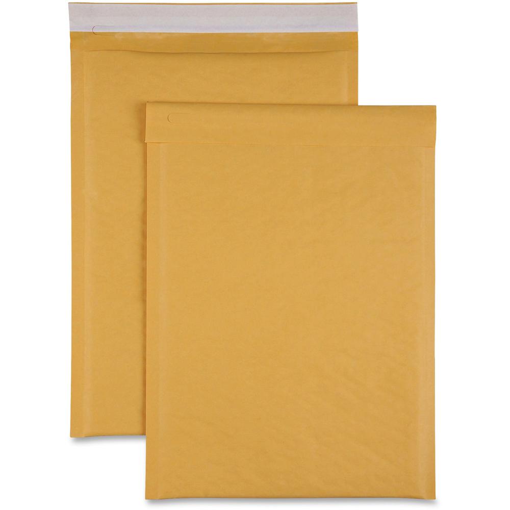 Sparco Size 4 Bubble Cushioned Mailers - Bubble - #4 - 9 1/2" Width x 14 1/5" Length - Self-sealing - Kraft - 100 / Carton - Kraft. Picture 1