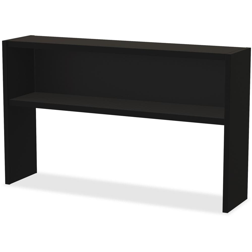 Lorell Fortress Modular Series Stack-on Hutch - 60" - Material: Steel - Finish: Black - Grommet, Cord Management. Picture 1