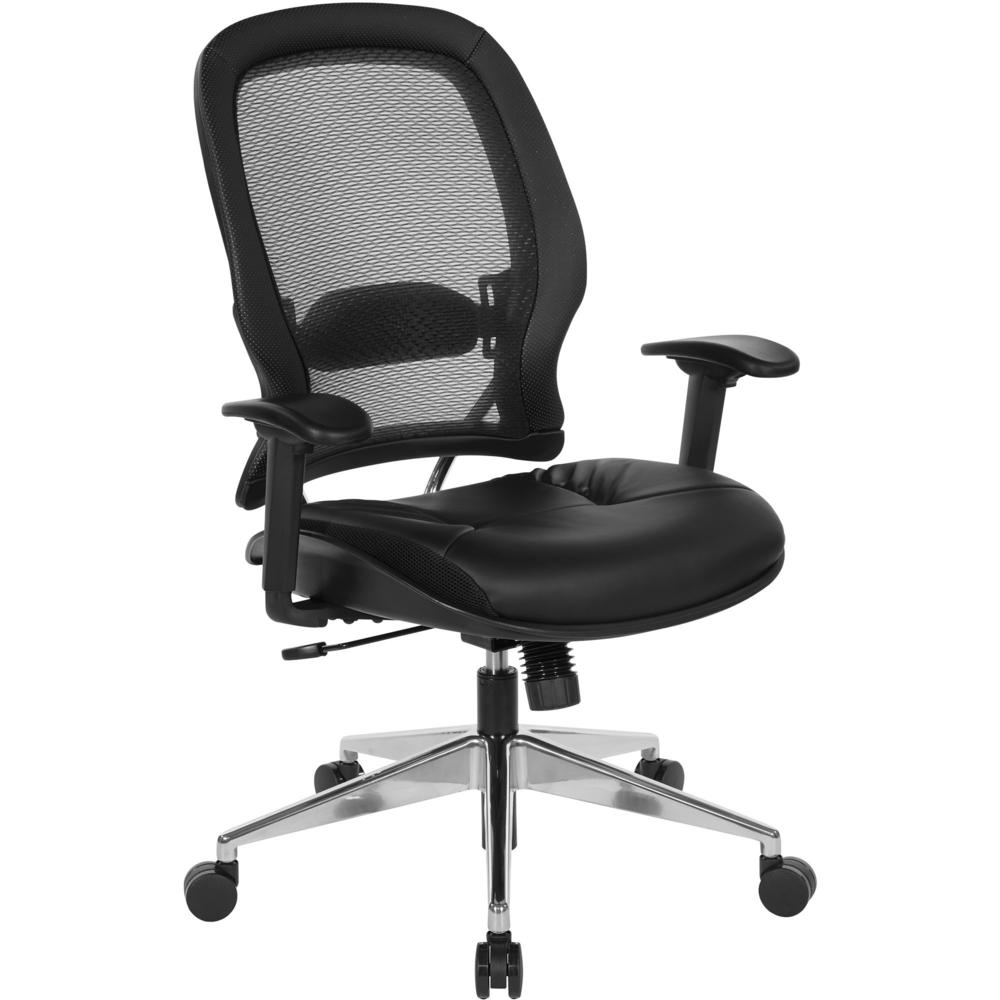 Office Star Professional Air Grid Back Chair - Black Bonded Leather Seat - Black Back - 5-star Base - Metal - Armrest - 1 Each. Picture 1