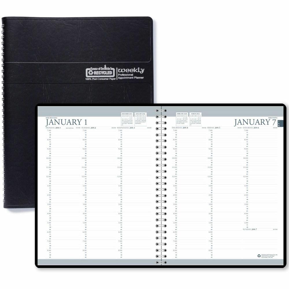 House of Doolittle House of Doolittle Professional 2-year Weekly Planner - Professional - Weekly - 24 Month - January 2024 - December 2024 - 7:00 AM to 8:45 PM - Half-hourly - 1 Week Double Page Layou. Picture 1