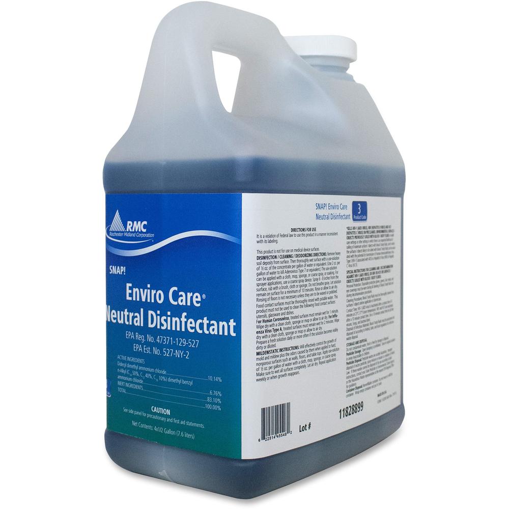 RMC Enviro Care Disinfect Cleaner - Concentrate - 64 fl oz (2 quart) - Neutral Scent - 4 / Carton - Blue. Picture 1