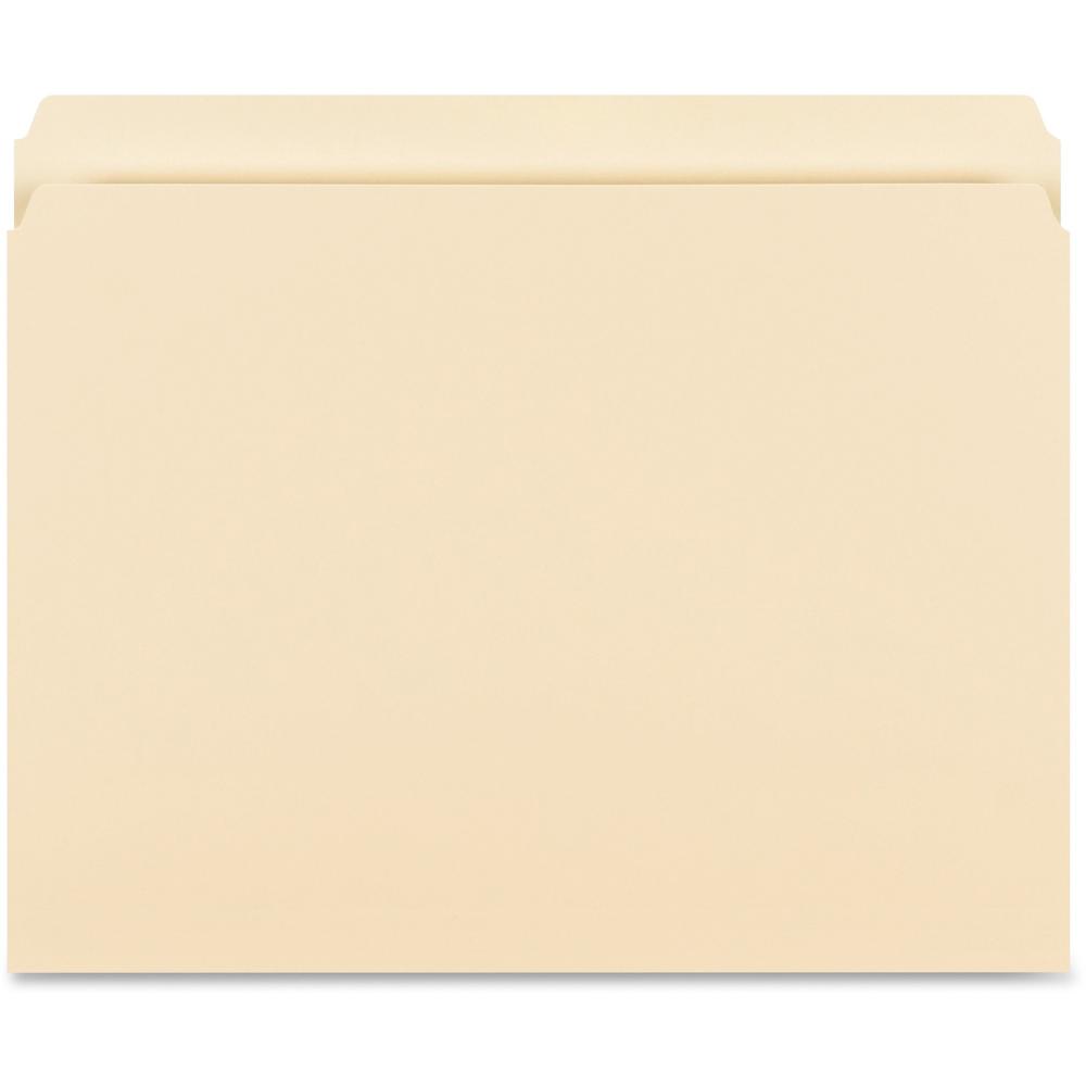 Business Source Straight Tab Cut Letter Recycled Storage Folder - 8 1/2" x 11" - Manila - 10% Recycled - 50 / Box. Picture 1