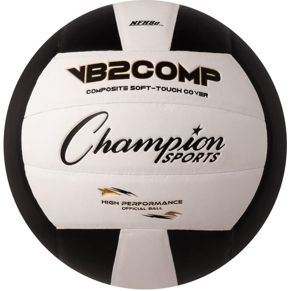 Champion Sports Composite Volleyball Black - 8.25" - Synthetic Leather - Black, White - 1  Each. Picture 1