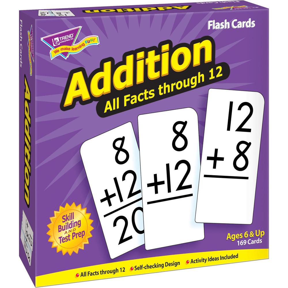Trend Addition all facts through 12 Flash Cards - Theme/Subject: Learning - Skill Learning: Addition - 169 Pieces - 6+ - 169 / Box. Picture 1
