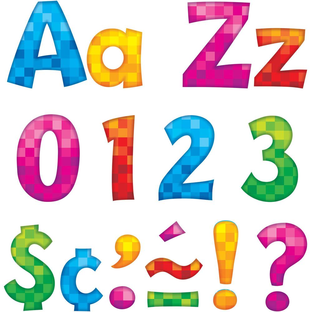 Trend 4" Playful Ready Letters Combo Pack - Learning Theme/Subject - Pixels - Reusable, Easy to Use, Fade Resistant, Durable - 4" Height x 8" Length - Multicolor - 216 / Pack. The main picture.