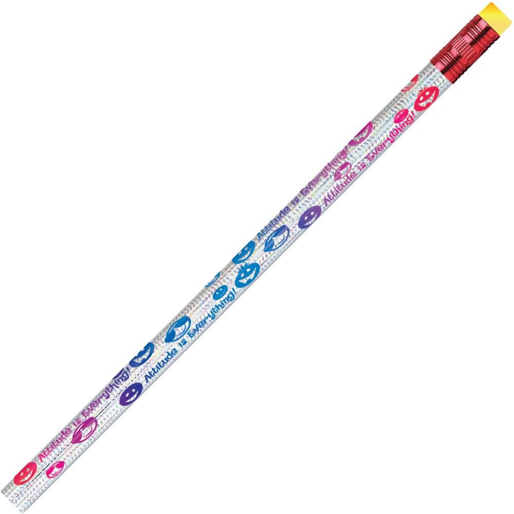 Moon Products Attitude/Everything Themed Pencils - #2 Lead - Silver Barrel - 1 Dozen. Picture 1