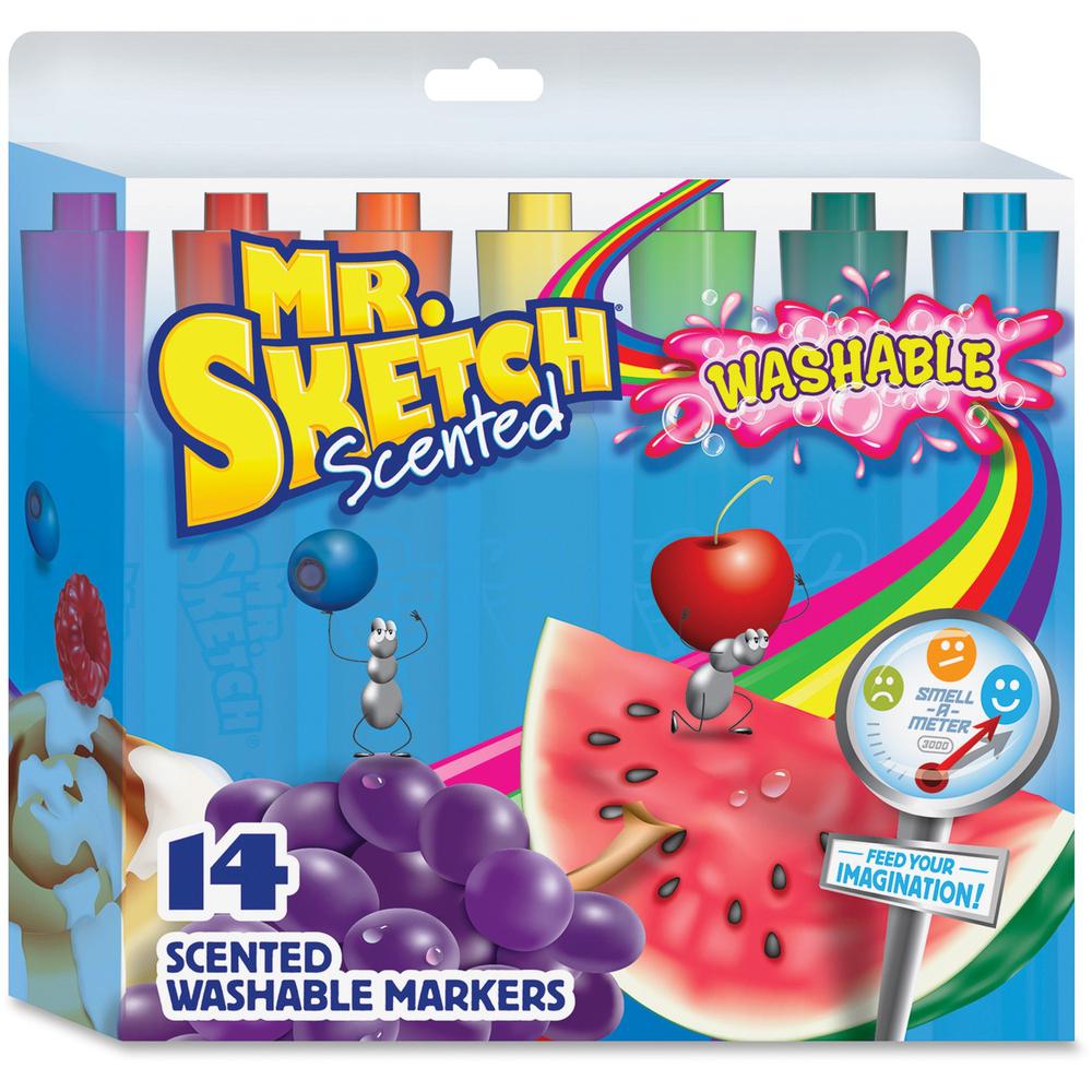Mr. Sketch Scented Washable Markers - Medium, Broad, Narrow Marker Point - Chisel Marker Point Style - Assorted - 14 / Set. Picture 1