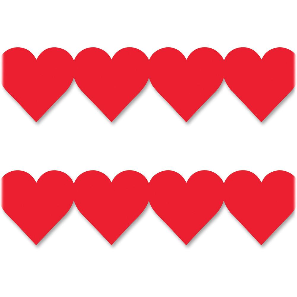 Hygloss Red Heart Globe Design Border Strips - Damage Resistant, Durable, Long Lasting - 36" Height x 3" Width - Red - 12 / Pack. The main picture.