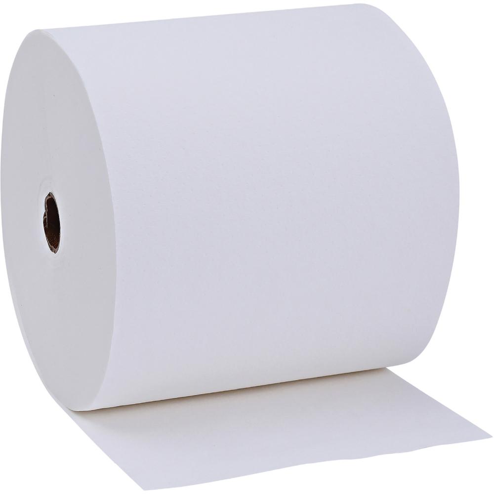 Genuine Joe Solutions 1-ply Hardwound Towels - 1 Ply - 7" x 600 ft - 0.98" Core - White - Virgin Fiber - Embossed, Absorbent, Soft, Chlorine-free, Strong - 6 / Carton. Picture 1