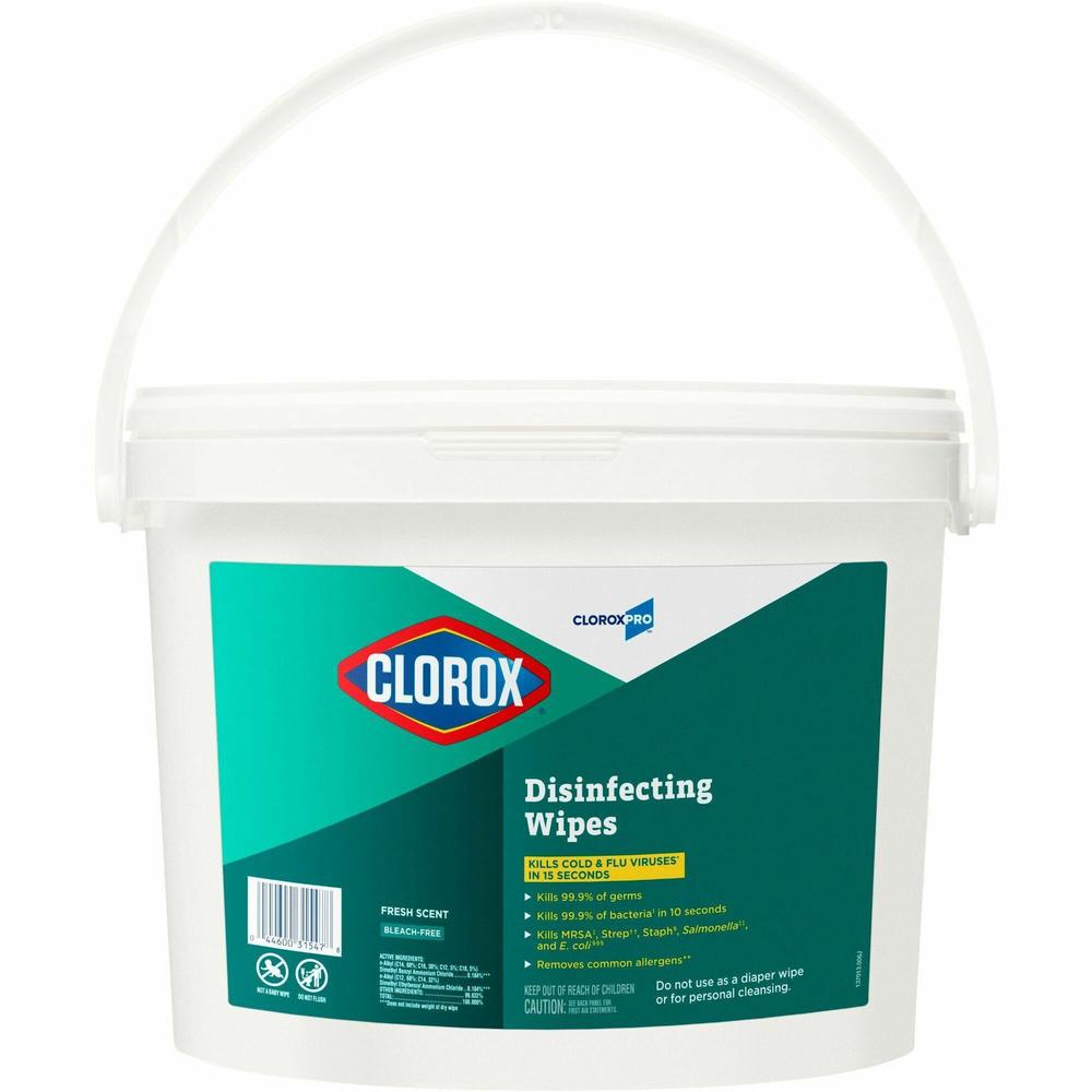 CloroxPro&trade; Disinfecting Wipes - Ready-To-Use - Fresh Scent - 700 / Bucket - 1 Each - Pre-moistened, Anti-bacterial, Textured - White. Picture 1