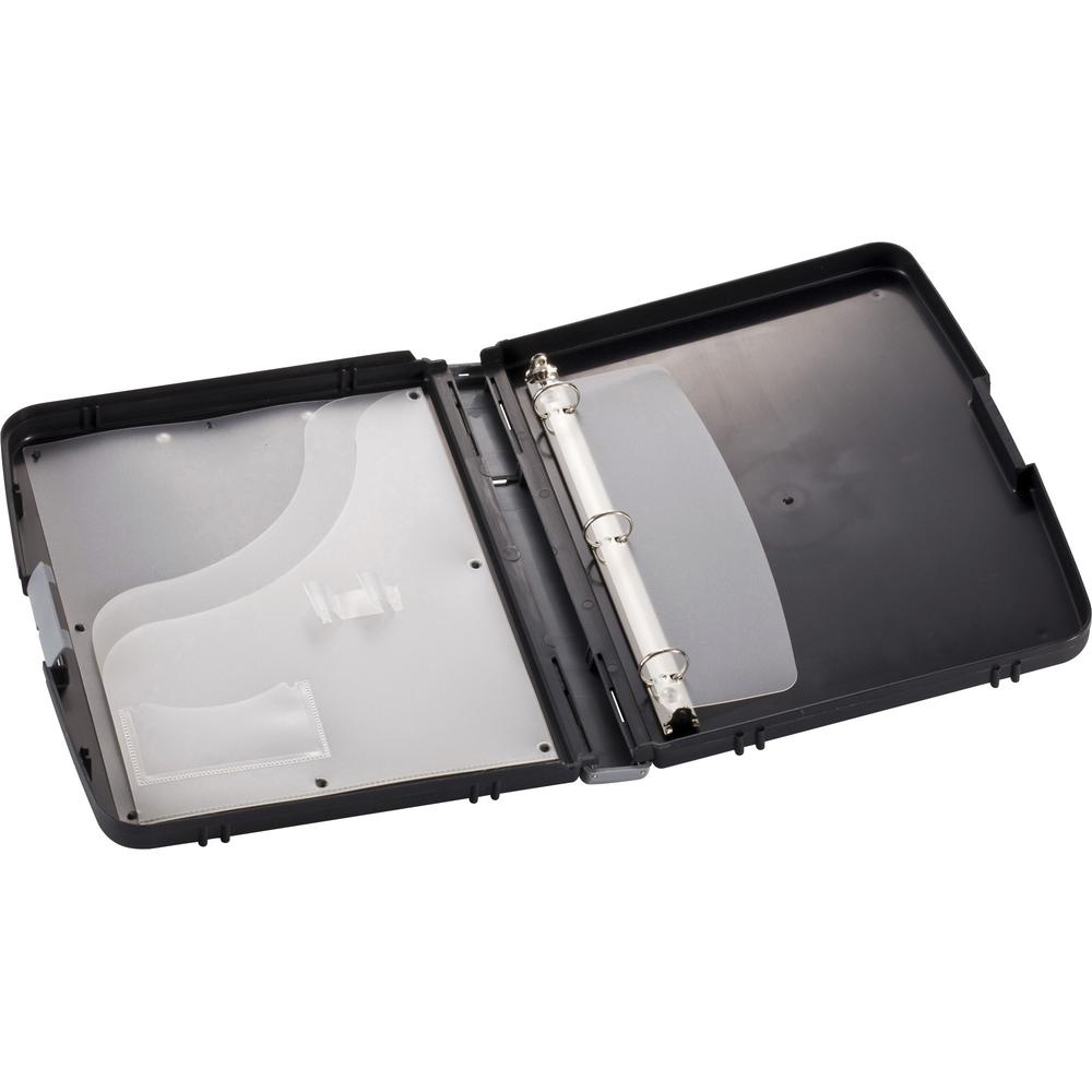 Officemate Ringbinder Clipboard Storage Box - 8 19/64" , 8 1/2" x 11 45/64" , 11" - Spring Clip - Plastic - Charcoal - 1 Each. Picture 1