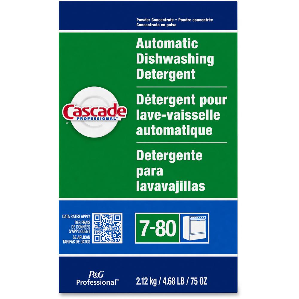 Cascade Professional Automatic Dishwasher Detergent Powder - For Dish - 75 oz (4.69 lb) - Fresh Scent - 7 / Carton - Phosphate-free - White. Picture 1