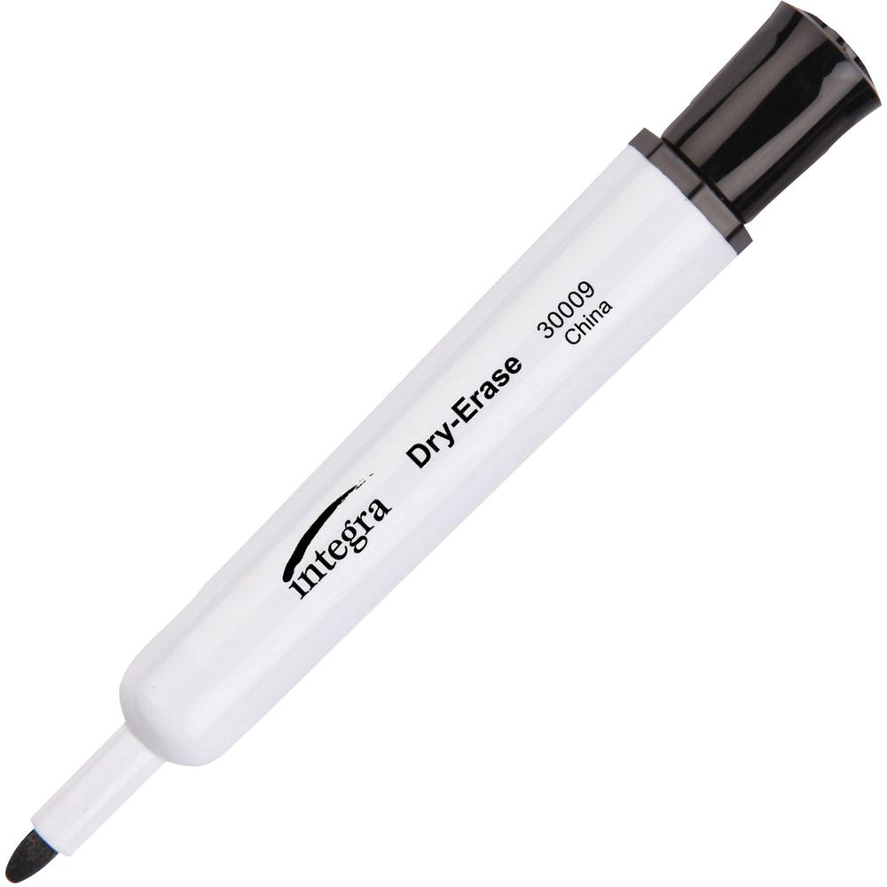 Integra Bullet Tip Dry-Erase Markers - Bullet Marker Point Style - Black - 1 Dozen. Picture 1