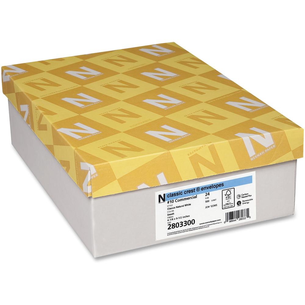 Classic Crest Commercial Flap Envelopes - Commercial - #10 - 4.12" Width x 9.5" Length - 24lb - Flap - Smooth Finish - 500 / Box - Natural White. Picture 1