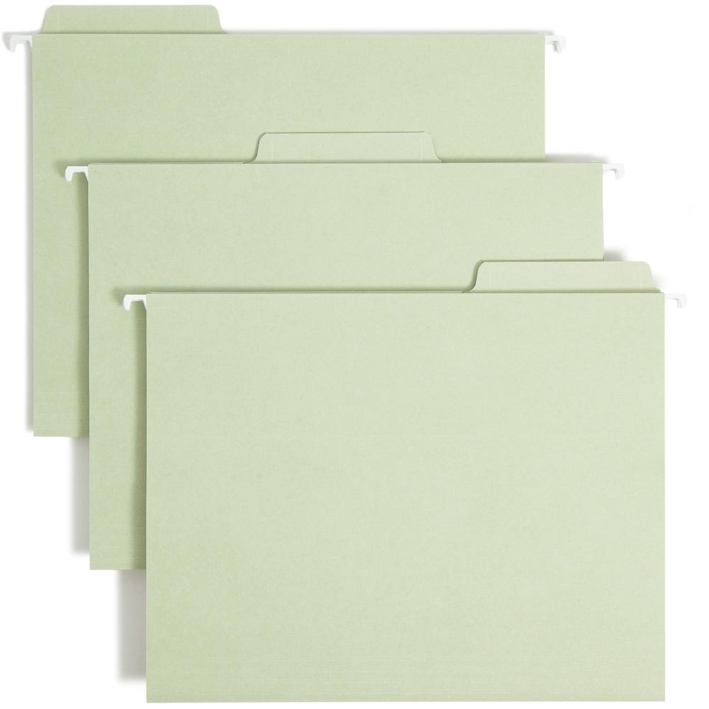 Smead FasTab 1/3 Tab Cut Letter Recycled Fastener Folder - 8 1/2" x 11" - 2 Fastener(s) - Top Tab Location - Assorted Position Tab Position - Moss - 10% Recycled - 18 / Box. Picture 1