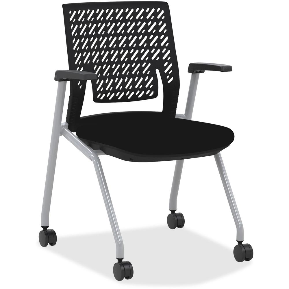 Mayline Thesis - Flex Back, Arms - Black Seat - Black Poly Back - Gray Frame - Four-legged Base - 18.25" Seat Width x 17.50" Seat Depth - 22.3" Width x 21.3" Depth x 33" Height - 2 / Carton. Picture 1