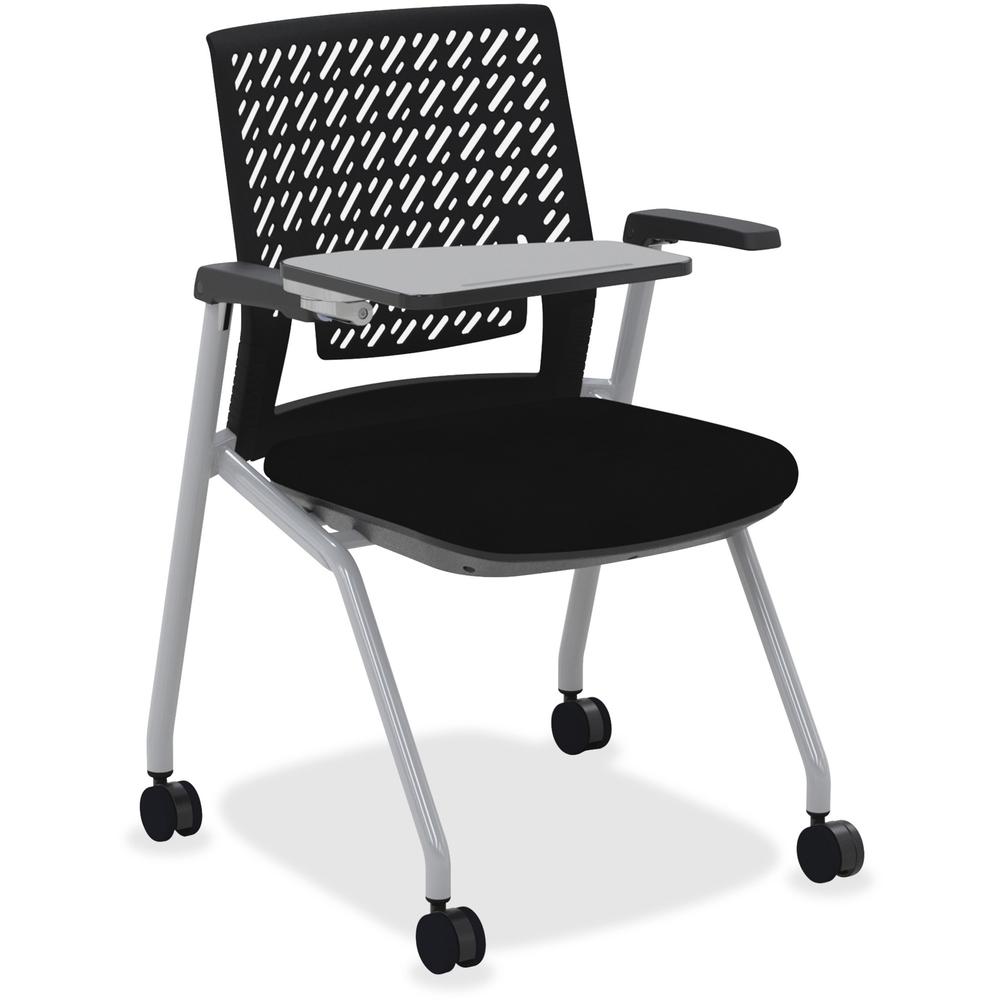 Mayline Thesis - Flex Back, Tablet - Black Fabric Seat - Poly Back - Gray Frame - Four-legged Base - 18.25" Seat Width x 17.50" Seat Depth - 24" Width x 25.3" Depth x 33.3" Height - 2 / Carton. Picture 2