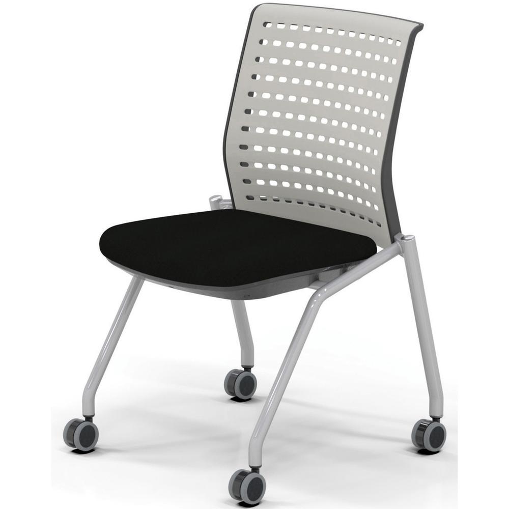 Mayline Thesis Static Back Training Chair - Gray Fabric Seat - Light Gray Poly Back - Gray Frame - Four-legged Base - 2 / Carton. Picture 1