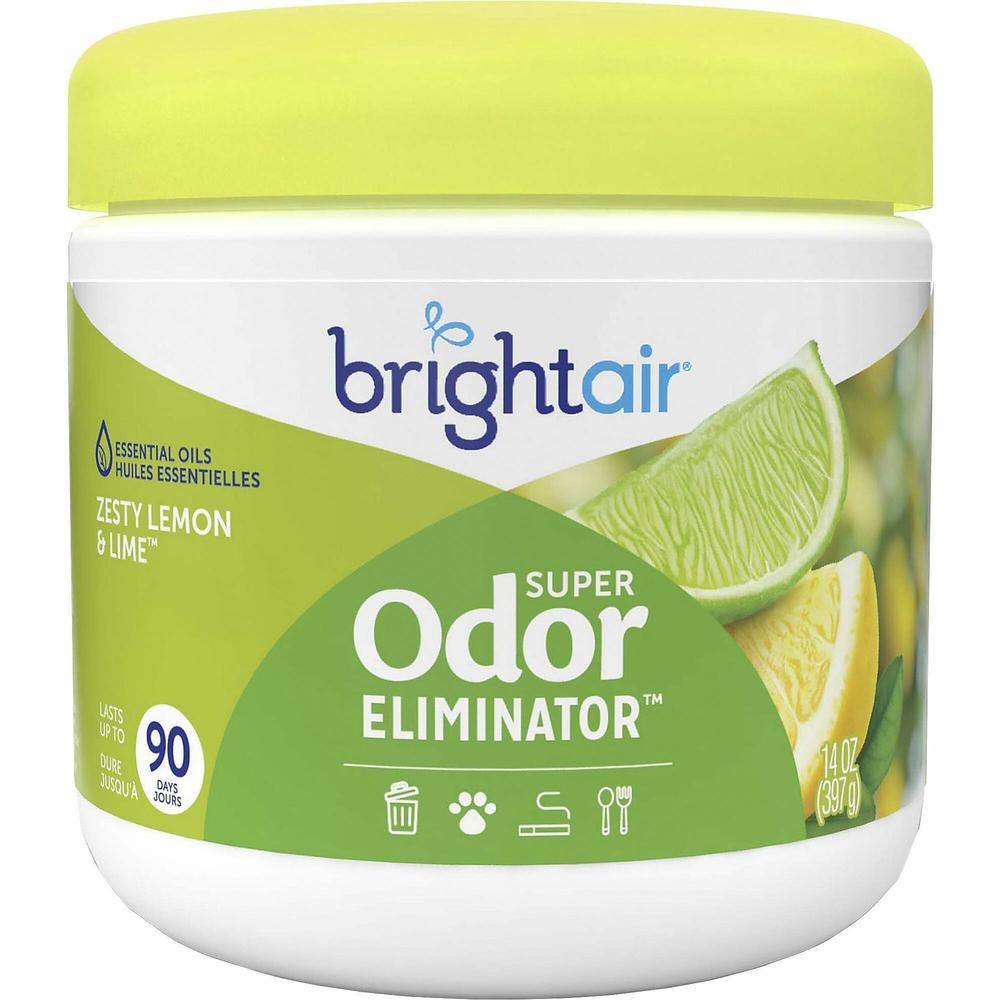 Bright Air Zesty Lemon Super Odor Eliminator - 14 fl oz (0.4 quart) - Lemon, Zesty Lemon - 60 Day - 1 Each - Odor Neutralizer, Long Lasting. Picture 1