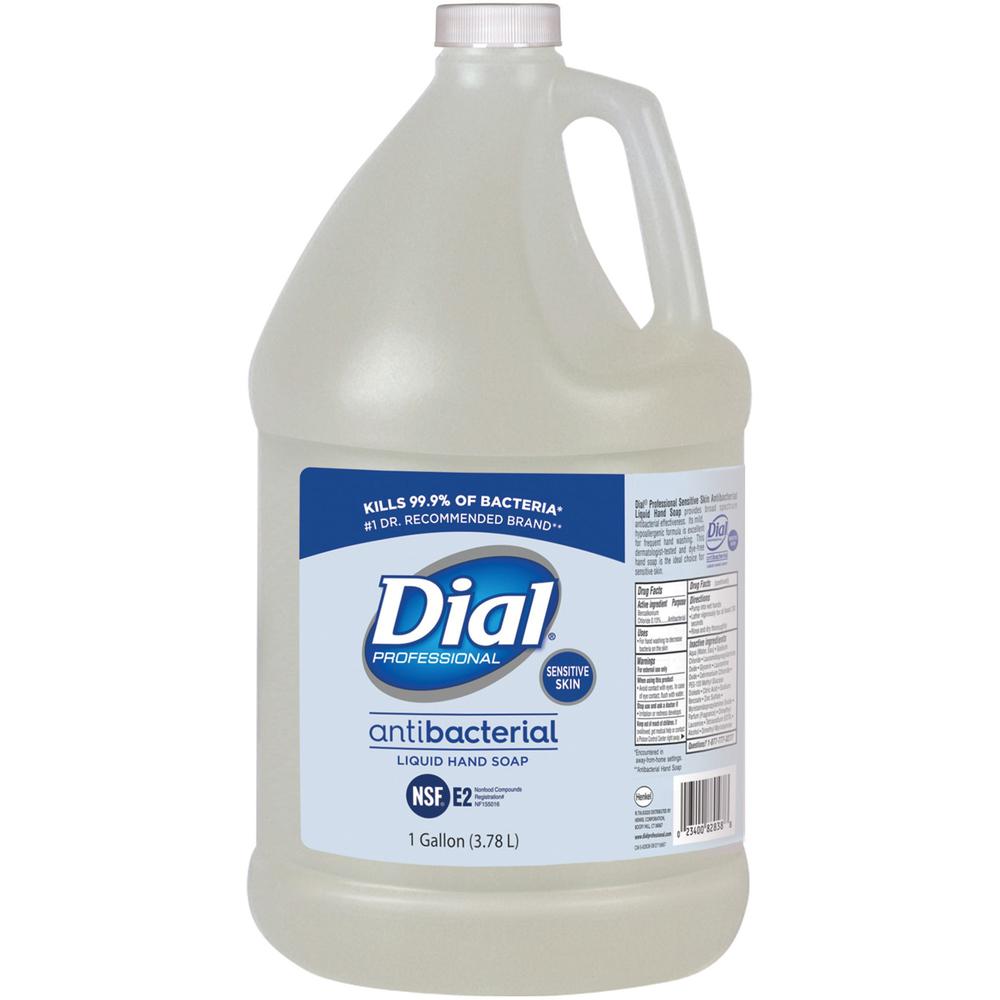 Dial Sensitive Skin Antibacterial Liquid Hand Soap Refill - 1 gal (3.8 L) - Kill Germs - Skin, Hand - Clear - 1 Each. Picture 1