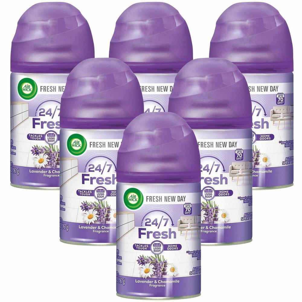 Air Wick Freshmatic Dispenser Refill Lavender Spray - Aerosol - 5.9 fl oz (0.2 quart) - 6.17 oz - Lavender, Chamomile - 60 Day - 6 / Carton. Picture 1