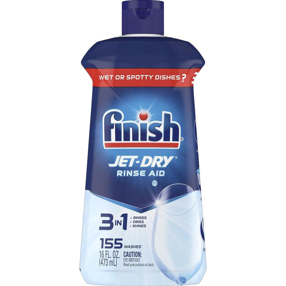 Finish Large Jet-Dry Rinse Aid - 16 fl oz (0.5 quart) - Original Scent - 6 / Carton - Blue. Picture 1