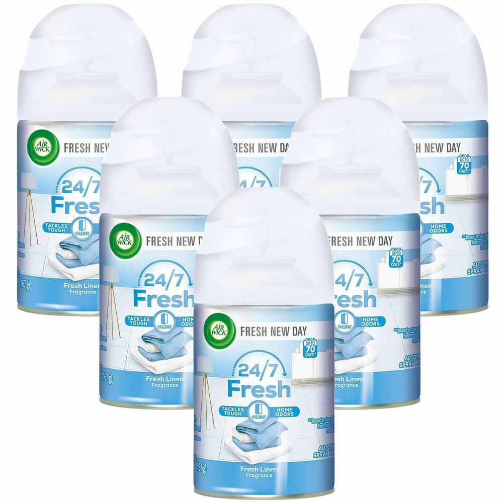 Air Wick Freshmatic Ultra Automatic Spray Refills w/Essential Oils - Spray - 5.90 oz - Fresh Linen - 60 Day - 6 / Carton. Picture 1