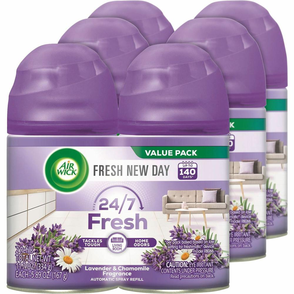 Air Wick Lavender Refill Pack - Aerosol - 5.90 oz - Lavender, Chamomile - 60 Day - 3 / Carton - Odor Neutralizer, Long Lasting. Picture 1