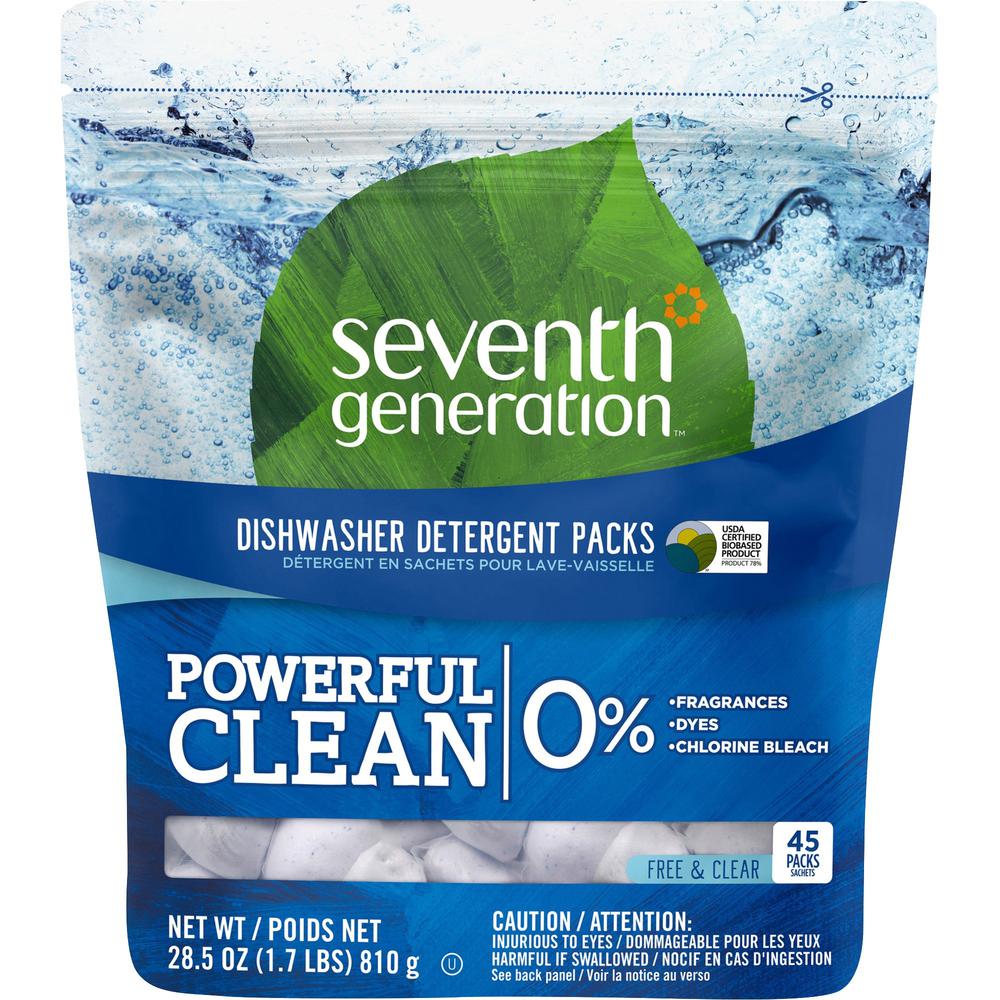 Seventh Generation Dishwasher Detergent - Free & Clear Scent - 45 / Packet - 360 / Carton. The main picture.