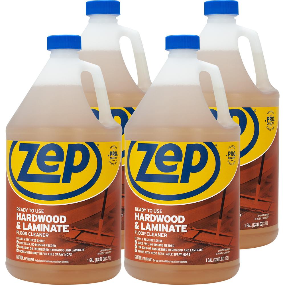 Zep Hardwood & Laminate Floor Cleaner - Liquid - 128 fl oz (4 quart) - 4 / Carton - Brown. The main picture.