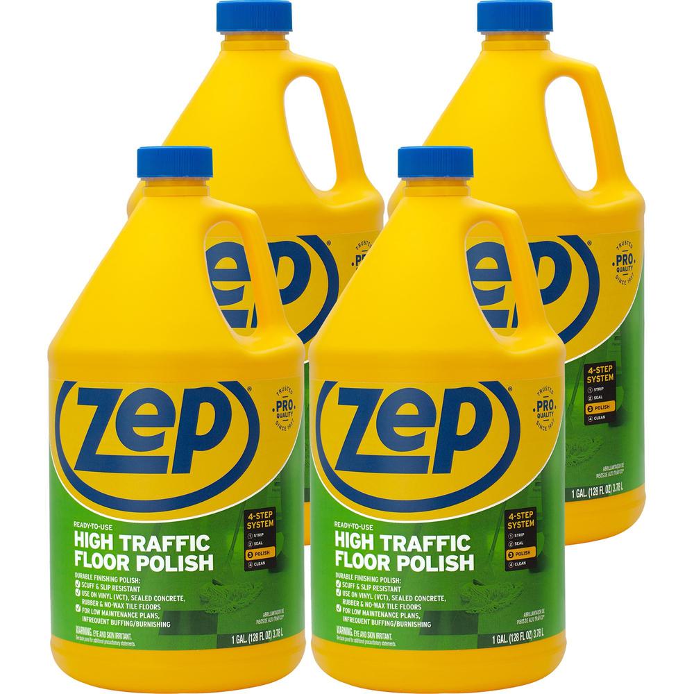 Zep Commercial High-Traffic Floor Finish - Liquid - 128 fl oz (4 quart) - 4 / Carton - Clear, Green. The main picture.