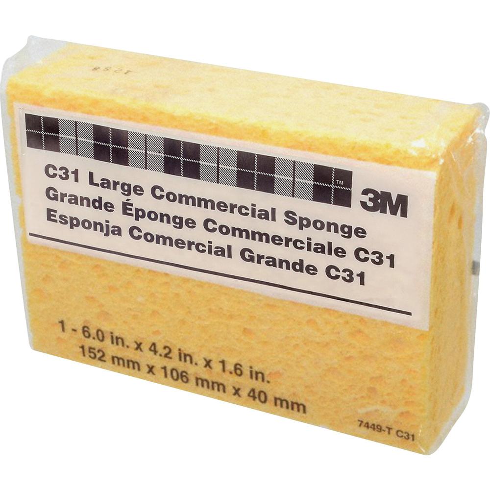 3M Cellulose Sponge - 1.6" Height x 6" Width x 4.3" Depth - 24/Carton - Cellulose - Beige. Picture 1