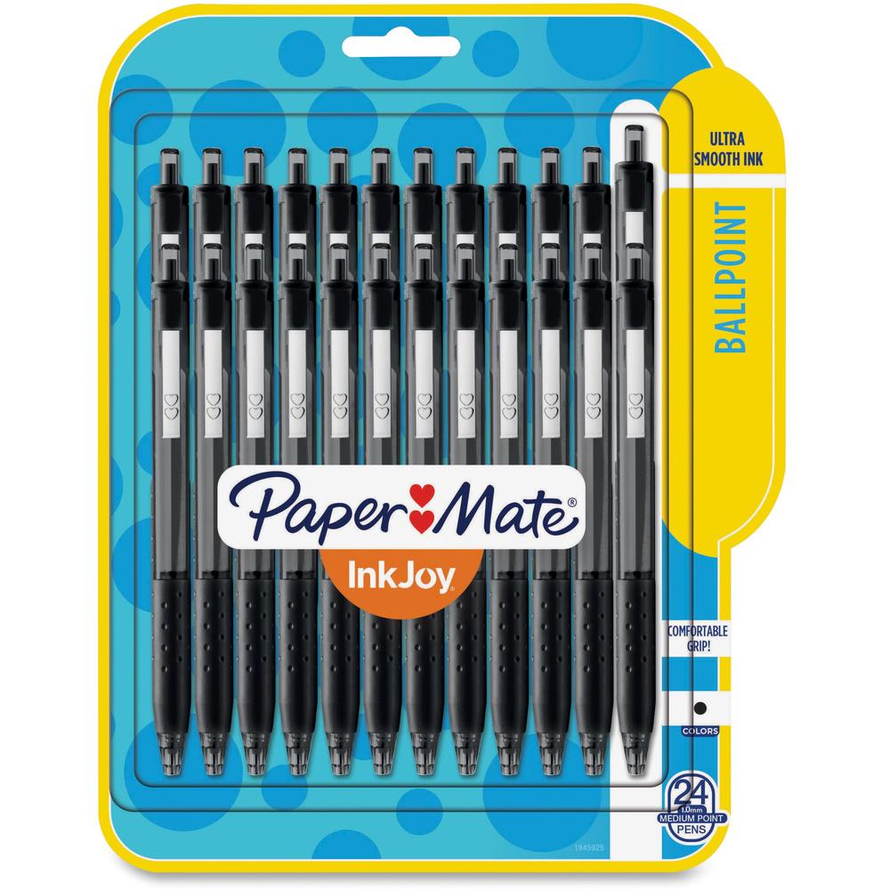 Paper Mate Inkjoy 300 RT Ballpoint Pens - 1 mm Pen Point Size - Retractable - Black - Black Barrel - 24 / Pack. Picture 1