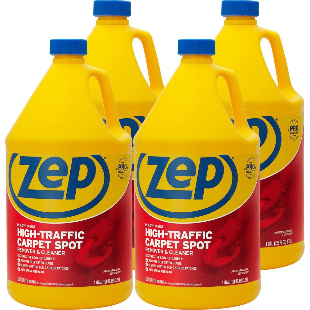 Zep High-Traffic Carpet Spot Remover & Cleaner - Liquid - 128 fl oz (4 quart) - 4 / Carton - Red. Picture 1
