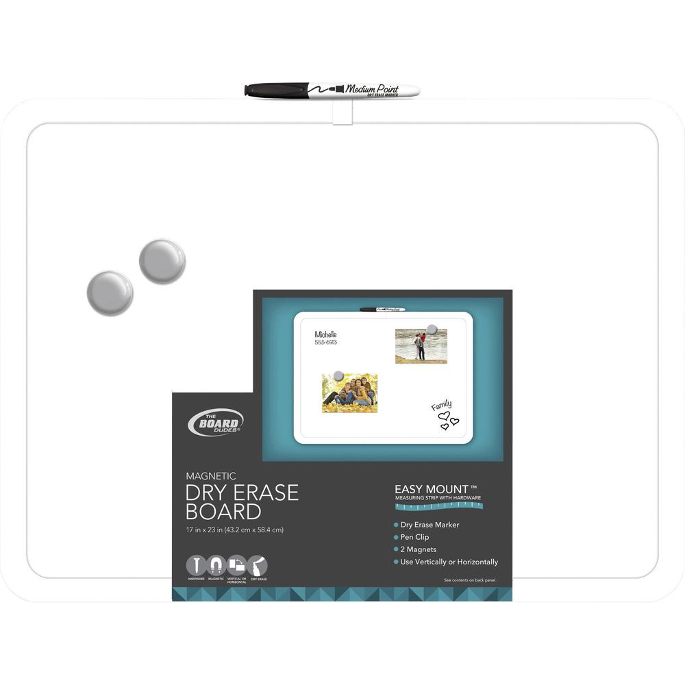 The Board Dudes 17"x23" Magnetic Dry Erase Board - 23" (1.9 ft) Width x 17" (1.4 ft) Height - White Plastic Frame - Rectangle - 1 Each. Picture 1