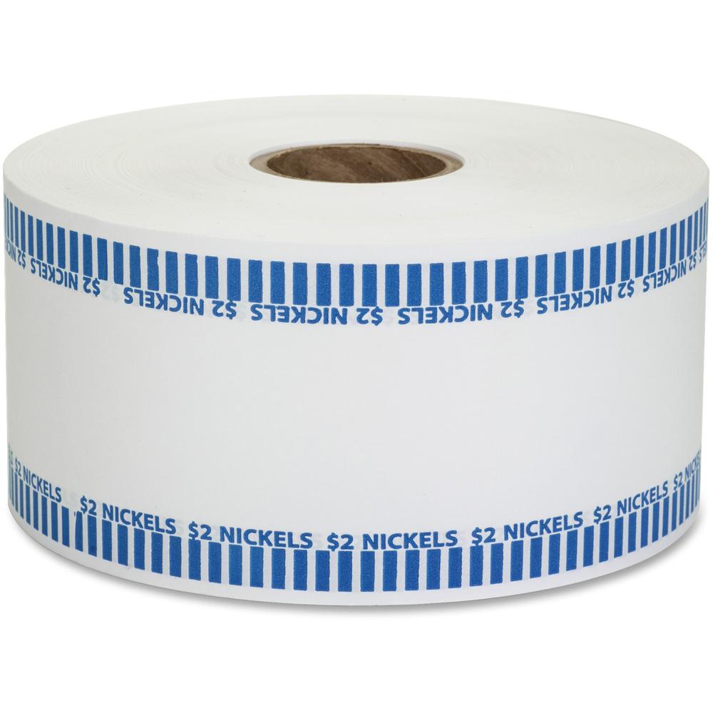 PAP-R Color-coded Coin Machine Wrappers - 1000 ft Length - 1900 Wrap(s)Total $2.00 in 40 Coins of 5¢ Denomination - 15 lb Basis Weight - Kraft - Blue, White - 1900 / Roll. Picture 1