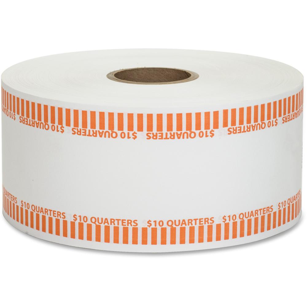 PAP-R Color-coded Coin Machine Wrappers - 1000 ft Length - 1900 Wrap(s)Total $10 in 40 Coins of 25¢ Denomination - 15 lb Basis Weight - Kraft - Orange, White - 1900 / Roll. Picture 1