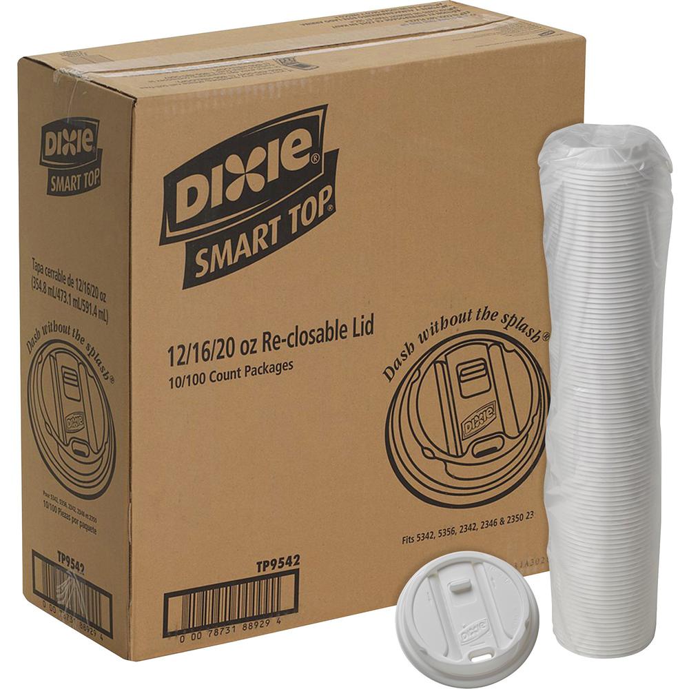 Dixie Large Reclosable Hot Cup Lids by GP Pro - 100 Lids/Pack - 1000 / Carton - White. Picture 1