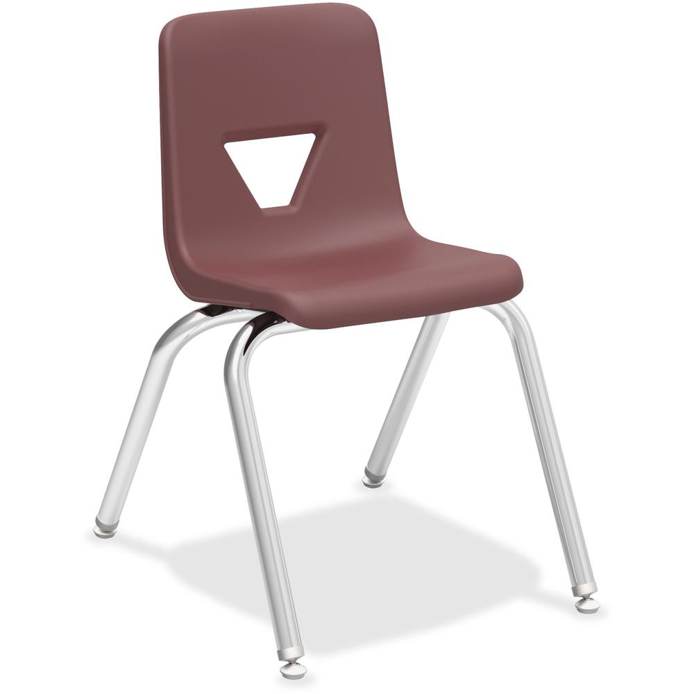 Lorell 16" Seat-height Stacking Student Chairs - 4/CT - Four-legged Base - Burgundy - Polypropylene - 4 / Carton. Picture 1